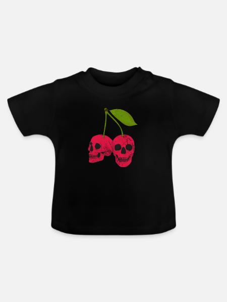 Kirsche - Baby Bio-T-Shirt mit Rundhals - Schwarz