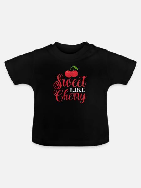 Kirsche - Baby Bio-T-Shirt mit Rundhals - Schwarz