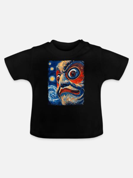 Daruma Puppe Japan Sternennacht Malerei - Baby Bio-T-Shirt mit Rundhals - Schwarz