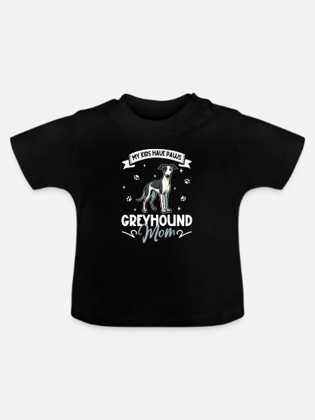 Greyhound Mama - Baby Bio-T-Shirt mit Rundhals - Schwarz