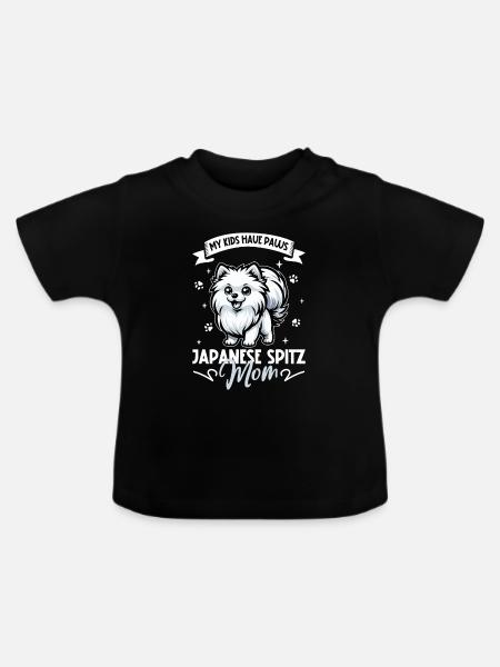 Japan-Spitz Mama - Baby Bio-T-Shirt mit Rundhals - Schwarz