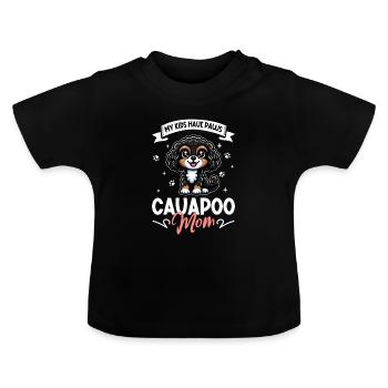 Maman Cavapoo - T-shirt bio col rond Bébé - noir - Devant