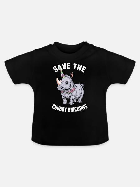 Nashorn Rhinozeros - Baby Bio-T-Shirt mit Rundhals - Schwarz