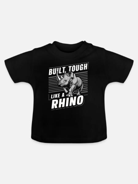 Nashorn Rhinozeros - Baby Bio-T-Shirt mit Rundhals - Schwarz
