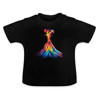 Vulkan Geologie Magma Lava Popart - Baby Bio-T-Shirt mit Rundhals - Schwarz - Vorne