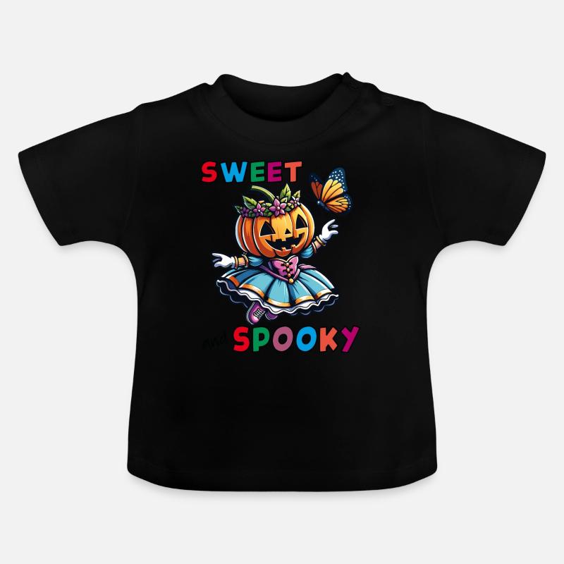 Mignonne princesse d’Halloween avec papillon - T-shirt bio col rond Bébé - noir