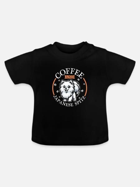 Kaffee und Japan-Spitz - Baby Bio-T-Shirt mit Rundhals - Schwarz