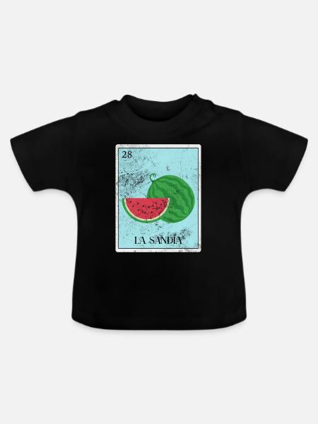 Wassermelone - Baby Bio-T-Shirt mit Rundhals - Schwarz