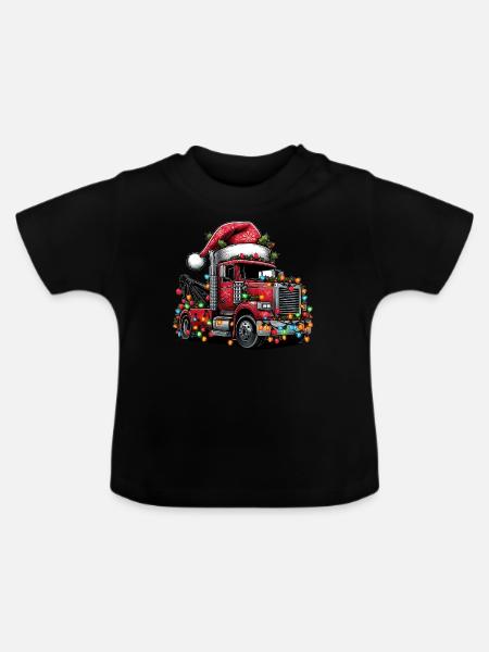 Abschlepper Abschleppwagen Abschleppen Weihnachten - Baby Bio-T-Shirt mit Rundhals - Schwarz