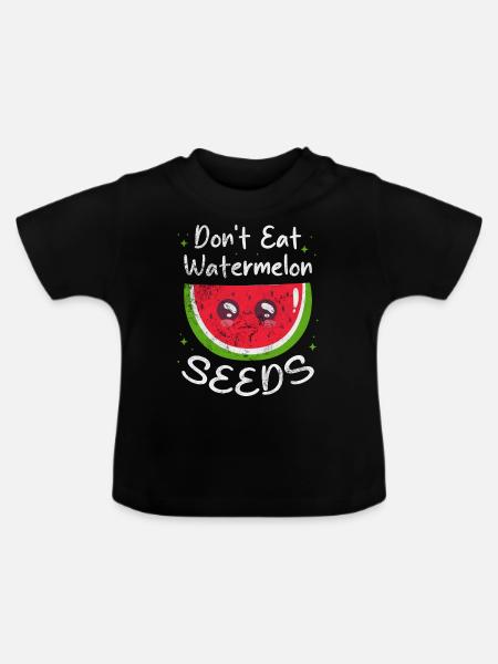 Wassermelone - Baby Bio-T-Shirt mit Rundhals - Schwarz