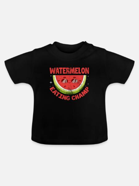 Wassermelone - Baby Bio-T-Shirt mit Rundhals - Schwarz
