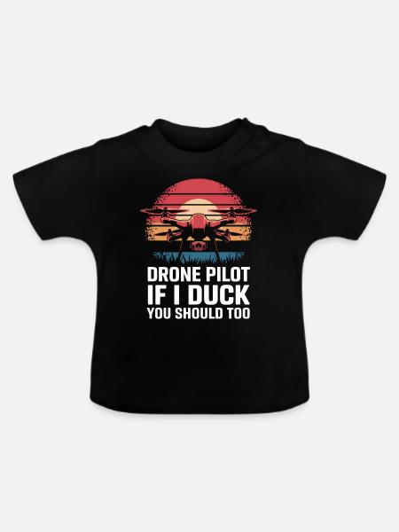 Dronen Pilot Quadrocopter Drone - Baby Bio-T-Shirt mit Rundhals - Schwarz