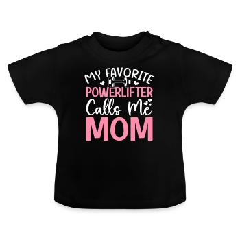 Powerlifting Weightlifting - Baby Organic T-Shirt with Round Neck - black - Front