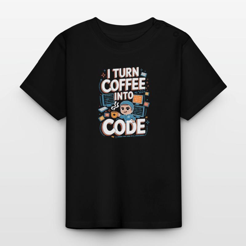Café et Code – Conception de programmeur amusant T-shirt bio col rond Bébé