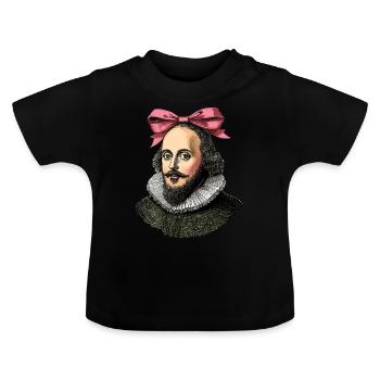 Coquettish Bow Shakespeare Literature Pink - Baby Organic T-Shirt with Round Neck - black - Front