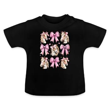 Coquette Bogen Appaloosa Pferd Mädchen Mama Rosa - Baby Bio-T-Shirt mit Rundhals - Schwarz - Vorne