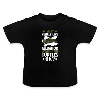 I love my alligator turtle - Baby Organic T-Shirt with Round Neck - black - Front