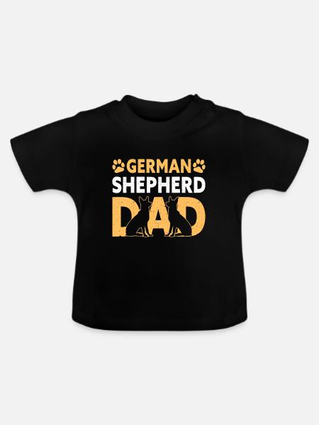 German Shepherd Dad Father - Baby Bio-T-Shirt mit Rundhals - Schwarz