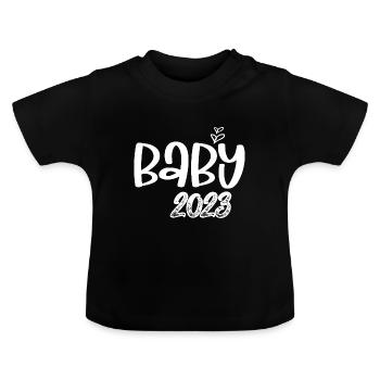 Bébé 2023 Grossesse Annonce Naissance bébé - T-shirt bio col rond Bébé - noir - Devant