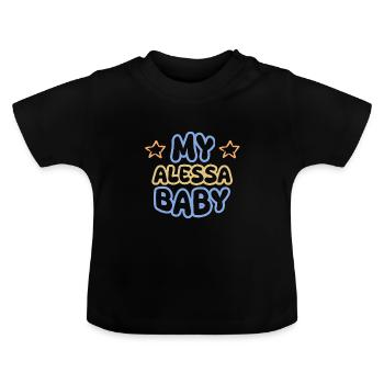 First name Alessa - Baby Organic T-Shirt with Round Neck - black - Front