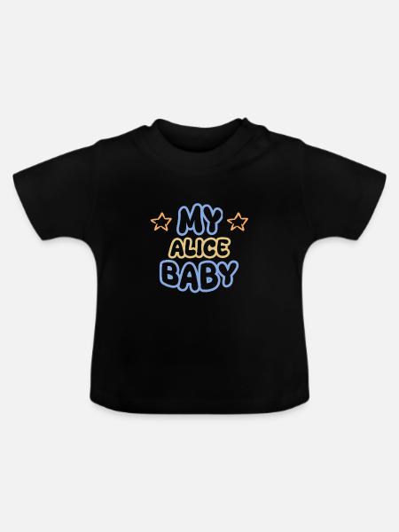 Vorname Alice - Baby Bio-T-Shirt mit Rundhals - Schwarz