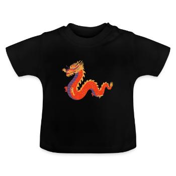Drache Asiatisch - Baby Bio-T-Shirt mit Rundhals - Schwarz - Vorne