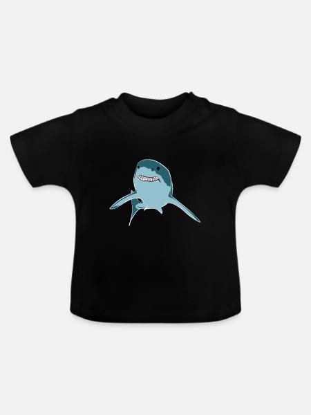 Weißer Hai - Baby Bio-T-Shirt mit Rundhals - Schwarz