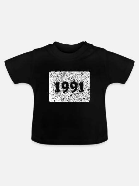 1991 1991 - Baby Bio-T-Shirt mit Rundhals - Schwarz