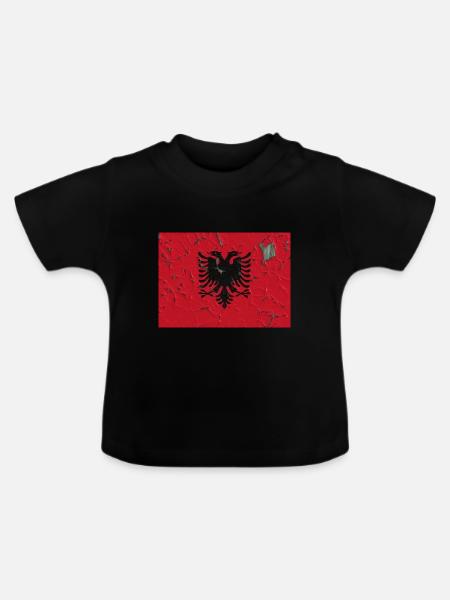 Albanien - Baby Bio-T-Shirt mit Rundhals - Schwarz