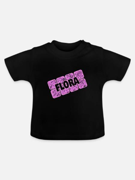 Geschenk für Flora - Baby Bio-T-Shirt mit Rundhals - Schwarz