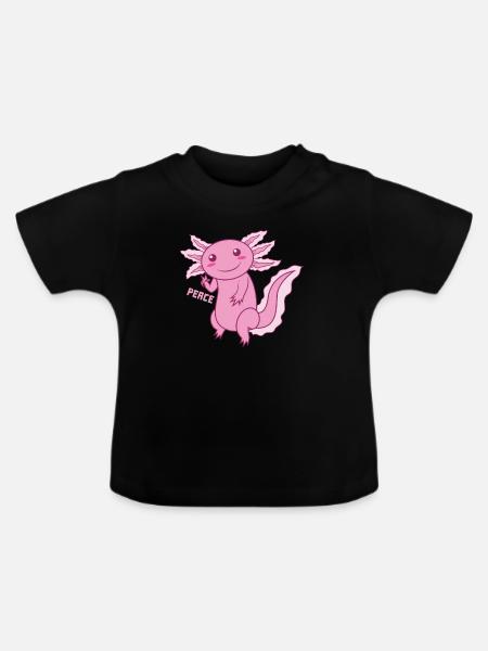 Axolotl "PEACE" - Baby Bio-T-Shirt mit Rundhals - Schwarz