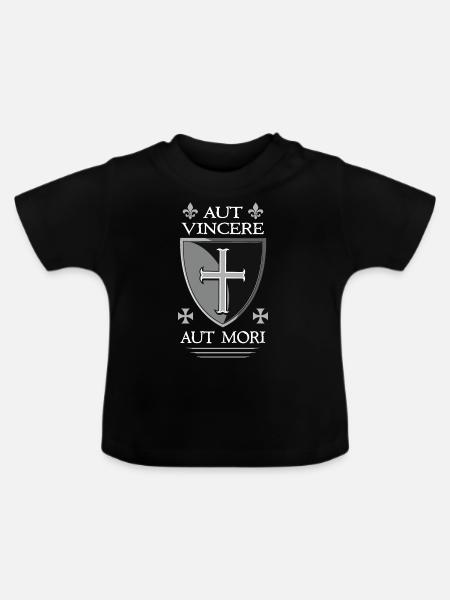 Templerschild + Templer-Zitat - Baby Bio-T-Shirt mit Rundhals - Schwarz
