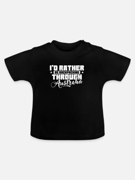 I'd rather Backpacking through Australia - Baby Bio-T-Shirt mit Rundhals - Schwarz