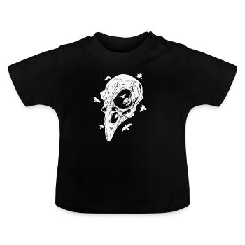 Crâne osseux d’un oiseau corbeau corbeau - T-shirt bio col rond Bébé - noir - Devant