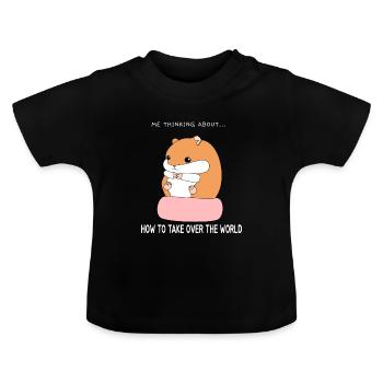 Hamster take over the world - Baby Bio-T-Shirt mit Rundhals - Schwarz - Vorne