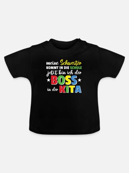 kleine geschwister Kita Shirt für Jungen - Baby Bio-T-Shirt mit Rundhals - Schwarz
