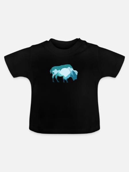 Bison Büffel Wildtier - Baby Bio-T-Shirt mit Rundhals - Schwarz