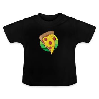 Pizza au salami, à l’italienne et au fromage - T-shirt bio col rond Bébé - noir - Devant
