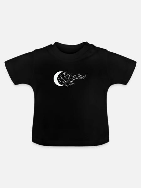 Mond Nachthimmel Weltall - Baby Bio-T-Shirt mit Rundhals - Schwarz