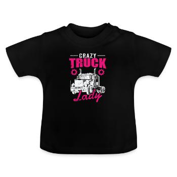 Crazy Truck Lady Occupation Transport longue distance - T-shirt bio col rond Bébé - noir - Devant