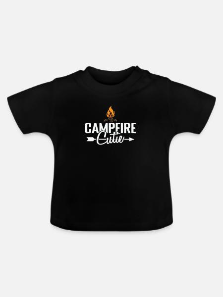 Campfire Cutie Camping Urlaub - Baby Bio-T-Shirt mit Rundhals - Schwarz