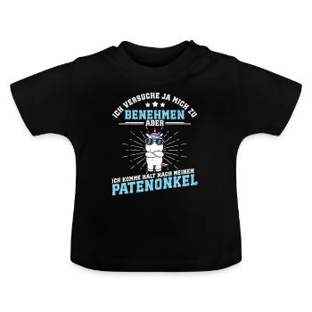 Patenonkel Patenkind - Baby Bio-T-Shirt mit Rundhals - Schwarz - Vorne