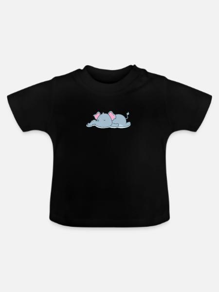 schlafender Elefant - Baby Bio-T-Shirt mit Rundhals - Schwarz
