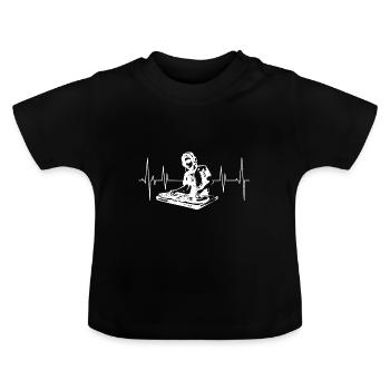 Dj an den Turns, partytime - Baby Bio-T-Shirt mit Rundhals - Schwarz - Vorne