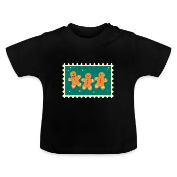Weihnachtliche Lebkuchen - Baby Bio-T-Shirt mit Rundhals - Schwarz - Vorne