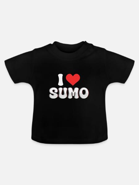 Ich liebe Sumo - Baby Bio-T-Shirt mit Rundhals - Schwarz