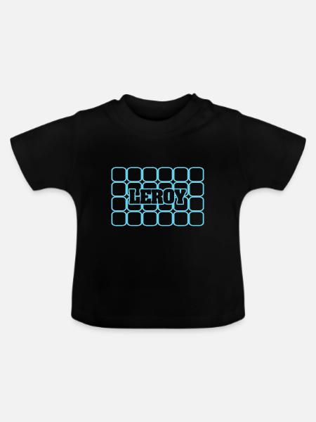 Männername Leroy - Baby Bio-T-Shirt mit Rundhals - Schwarz