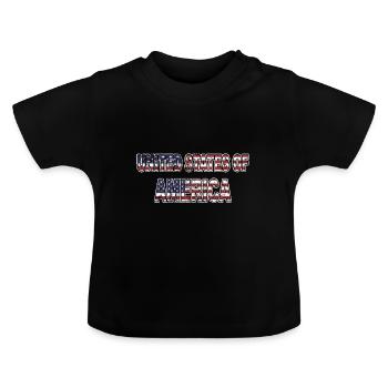 United States of America USA lettering - Baby Organic T-Shirt with Round Neck - black - Front