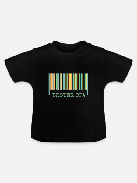 Strichcode Bester Opa - Baby Bio-T-Shirt mit Rundhals - Schwarz