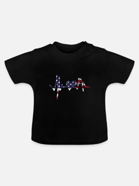 Amerika mit Herzschlag - Baby Bio-T-Shirt mit Rundhals - Schwarz